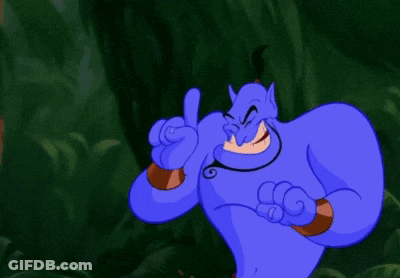A Blue Cartoon Character Is Pointing At The Camera GIF