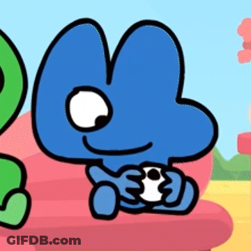 A Blue Cartoon Character Is Sitting On A Red Couch Holding A Remote Control . GIF