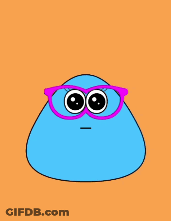 A Blue Cartoon Character Is Wearing Pink Glasses GIF