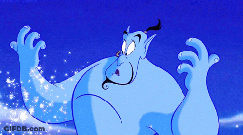 A Blue Cartoon Character With A Beard And A Mustache Is Standing In Front Of A Blue Sky GIF