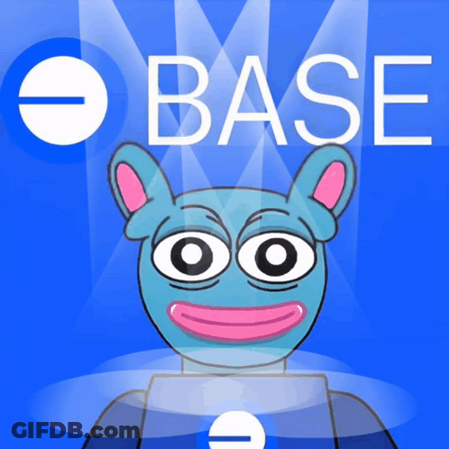 Blue Cartoon Character Smiling With Base Text GIF