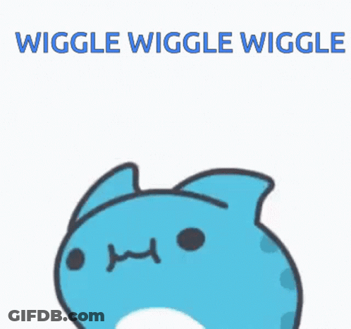 A Blue Cartoon Character With The Words Wiggle Wiggle Wiggle Written Above It GIF