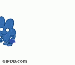 A Blue Cartoon Character With White Eyes And A Purple Cape On A White Background . GIF