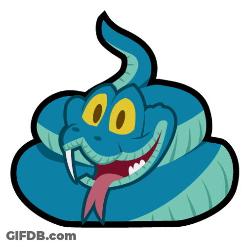 A Blue Cartoon Snake With Yellow Eyes And Its Tongue Out GIF