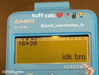 A Blue Casio Fx-82Nl Calculator With A Screen That Says 16X39 GIF