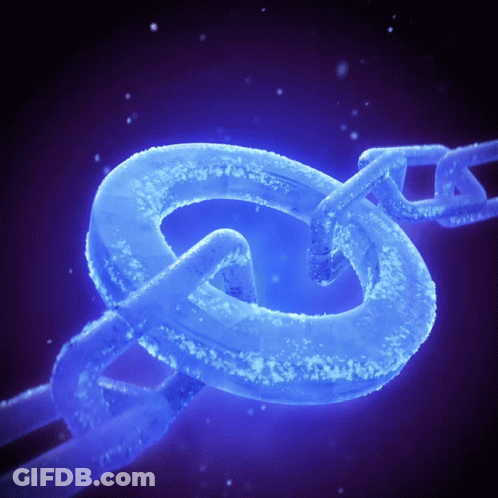 A Blue Chain With A Hole In The Middle Is Glowing In The Dark GIF