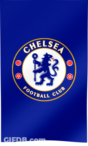 A Blue Chelsea Football Club Logo On A Blue Background GIF