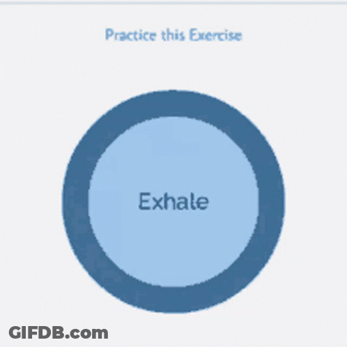A Blue Circle That Says Exhale In The Center GIF