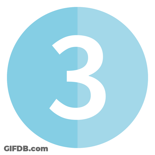 A Blue Circle With A White Number Three Inside Of It GIF