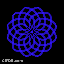 A Blue Circular Pattern On A Black Background That Looks Like A Flower GIF