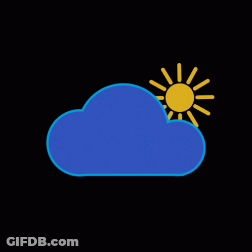 A Blue Cloud With A Yellow Sun In The Background GIF