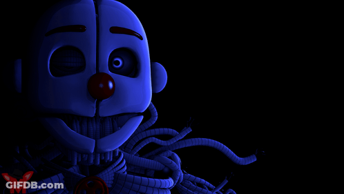 A Blue Clown With A Red Nose And A Red Circle Around His Neck GIF