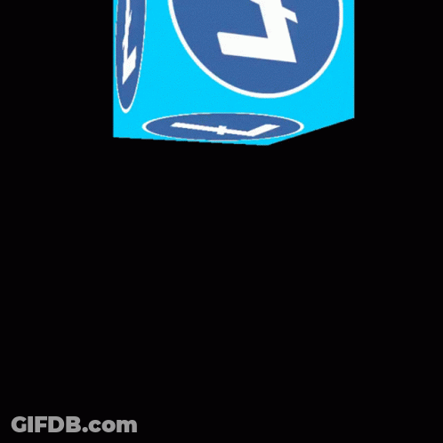 A Blue Cube With Two White Circles With The Letter L On Them GIF
