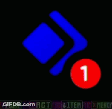 A Blue Diamond With A Red Circle With The Number One In It GIF