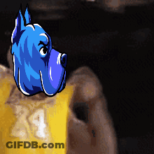 A Blue Dog Is Sitting On Top Of A Glass GIF