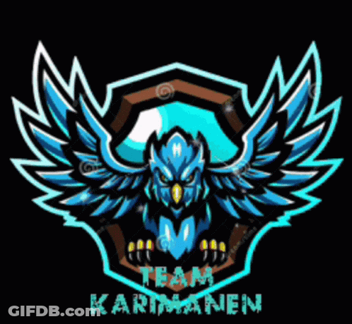 A Blue Eagle With A Yellow Beak Is Sitting In A Shield GIF
