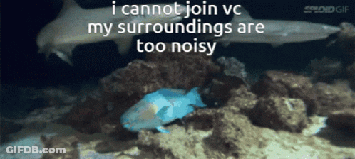 A Blue Fish Is Swimming In The Ocean With A Shark Behind It And The Words " I Cannot Join Vc " GIF