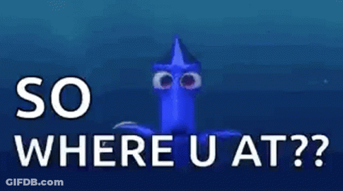 A Blue Fish With Big Eyes Is Asking Where U At ? GIF
