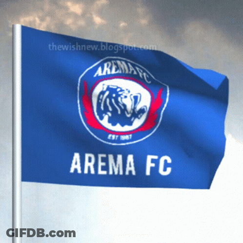 A Blue Flag That Says Arema Fc Is Flying In The Wind GIF