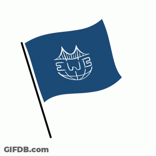 A Blue Flag With A Bridge And The Letters Wb GIF