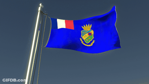 A Blue Flag With A Coat Of Arms That Says Hd GIF