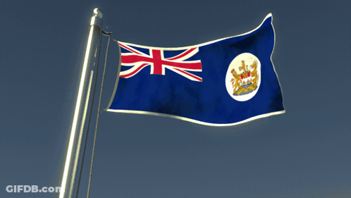 A Blue Flag With A Red White And Blue British Flag On It GIF