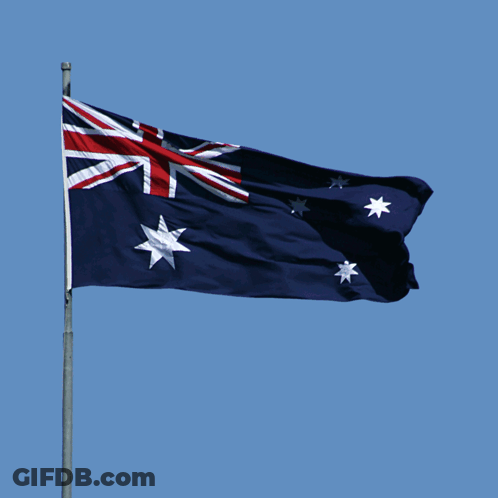 A Blue Flag With Red White And Blue Stars Is Flying In The Wind GIF
