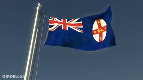 A Blue Flag With Red White And Blue Stripes And A Cross On It GIF