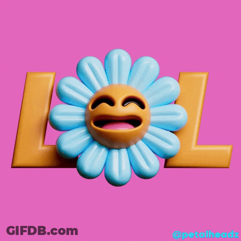 A Blue Flower With A Face And The Word Lol On It GIF