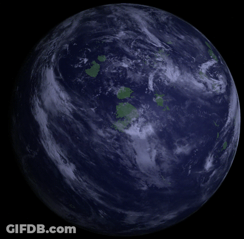 Blue Globe With Green Spots On Black Background GIF