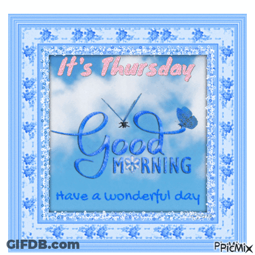 A Blue Greeting Card That Says It 'S Thursday GIF