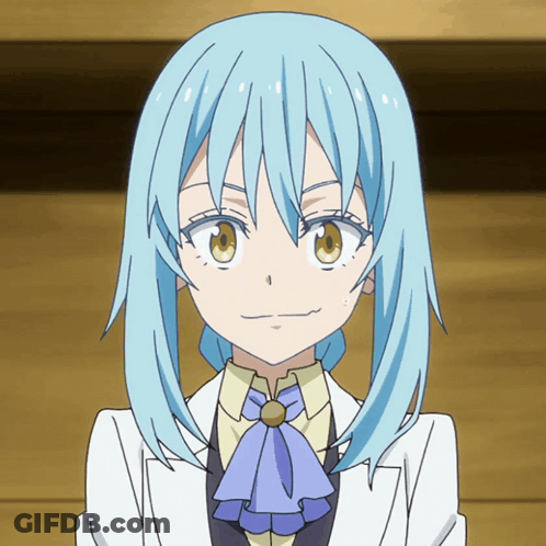 A Blue Haired Anime Character With A Bow Tie GIF