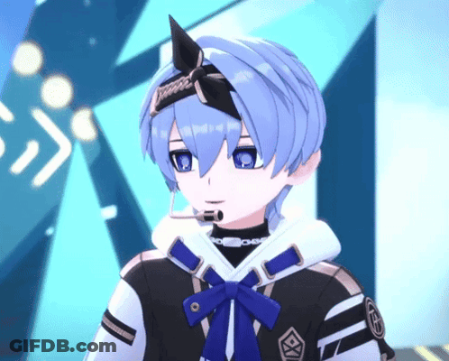 A Blue Haired Anime Character With A Headband On GIF