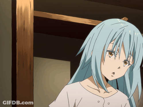 A Blue Haired Anime Character With A White Shirt GIF