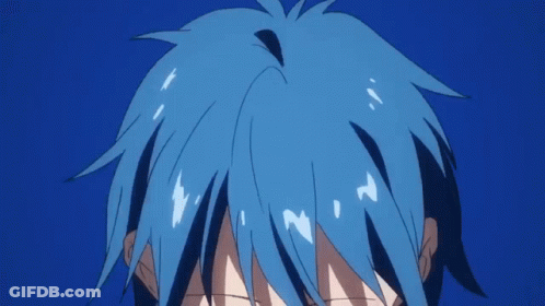 A Blue Haired Anime Character With Closed Eyes GIF