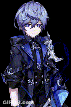 A Blue Haired Anime Character With Purple Eyes GIF