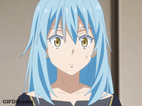 A Blue Haired Anime Character With Yellow Eyes GIF