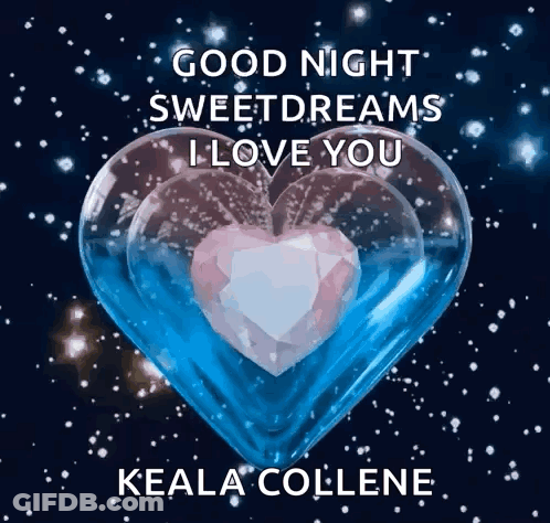 A Blue Heart With A Pink Heart Inside Of It Says Good Night Sweetdreams I Love You GIF