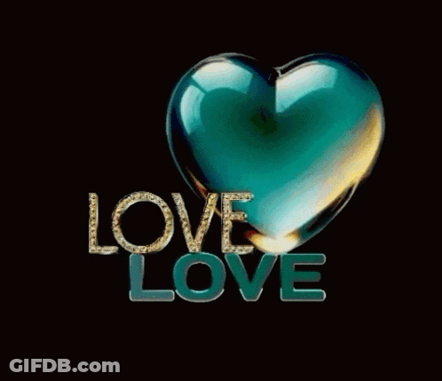 A Blue Heart With The Word Love Written On It GIF