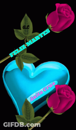A Blue Heart With The Words Feliz Martes Written Above It GIF