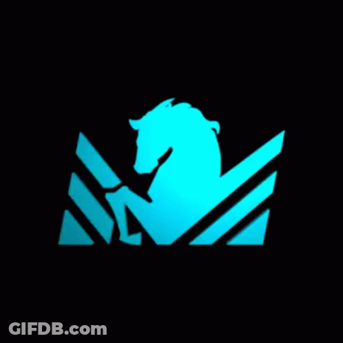 A Blue Horse On A Black Background With Triangles GIF
