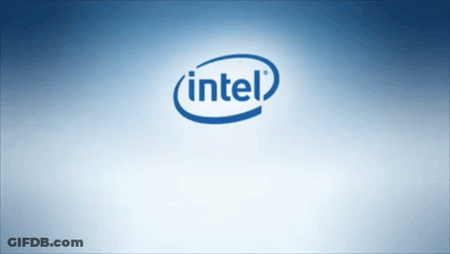 A Blue Intel Logo Is On A White Background GIF