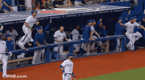 A Blue Jays Baseball Player Stands On The Field GIF