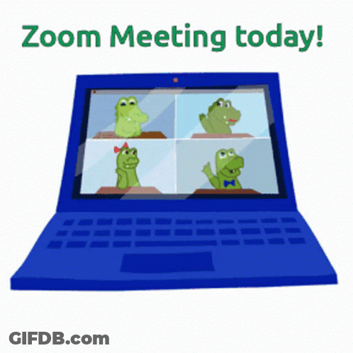 A Blue Laptop Is Open To A Zoom Meeting GIF