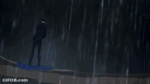 A Blue Lightning Bolt Is Coming Down From The Sky In The Rain GIF