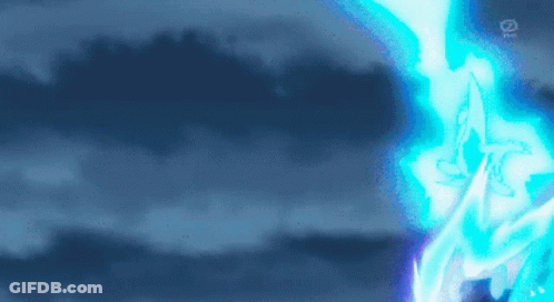A Blue Lightning Bolt Is Coming From A Person 'S Head GIF