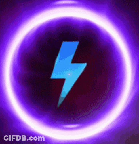 A Blue Lightning Bolt Is Surrounded By A Purple Circle GIF