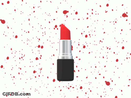 A Blue Lipstick On A White Background With Blue Dots GIF