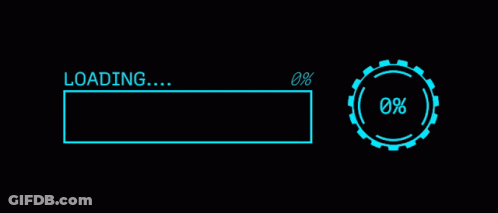 A Blue Loading Bar With The Words Loading 100 % On It GIF