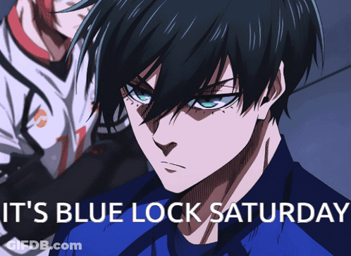A Blue Lock Saturday Advertisement With A Boy In The Background GIF